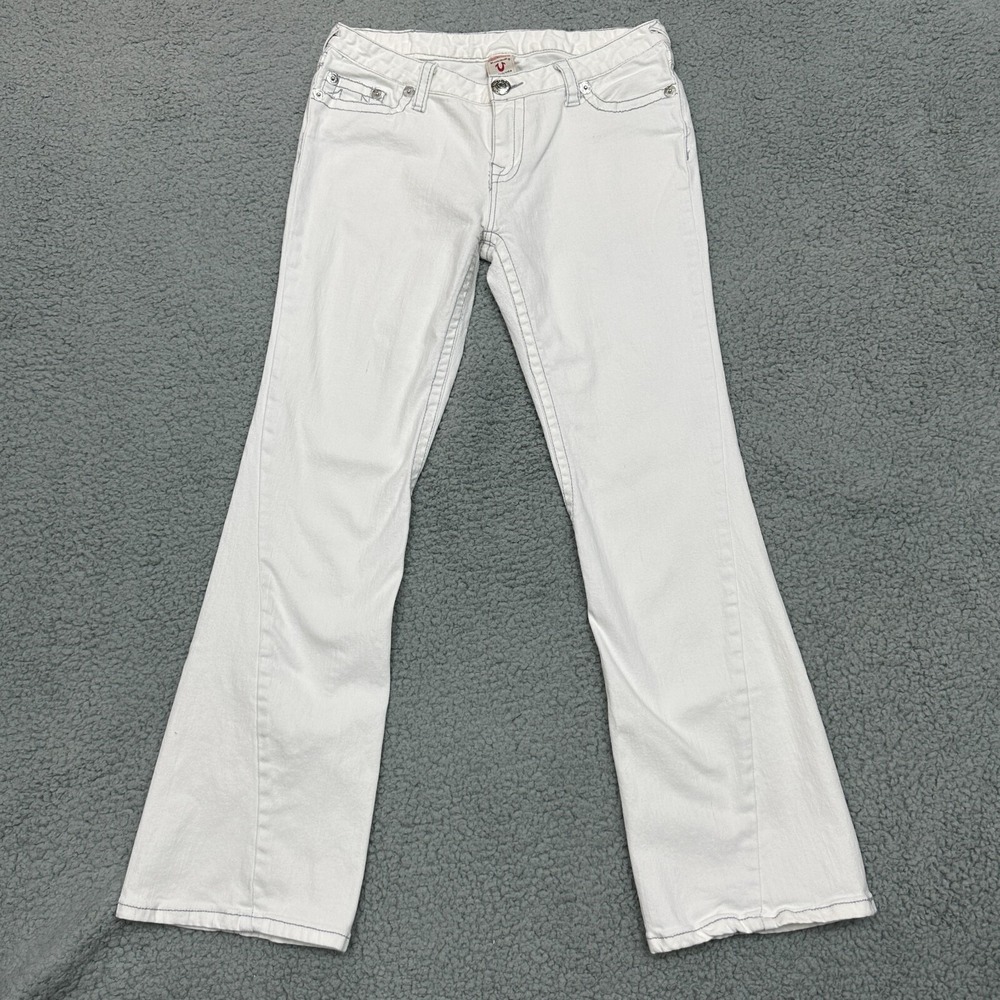 True‎ Religion Jeans Women 32 White Bootcut Made in USA Stretch Denim Low Rise